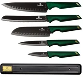 Noże kuchenne - Komplet noży z zielonymi uchwytami na pasku magnetycznym S0-T54 - miniaturka - grafika 1