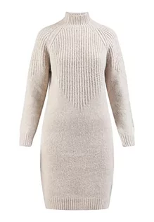 Sukienki - Jalene Damska dzianinowa sukienka z długim rękawem midi 15625011-JA03, jasnobeżowa, XL/XXL, jasny beż, XL-XXL - grafika 1