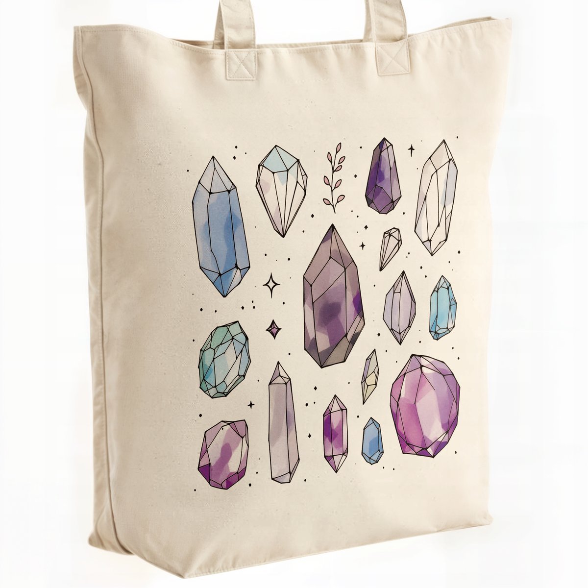 Torba bawełniana premium na zakupy Kryształy Magia Motyw Kryształów Prezent