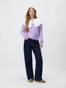 Swetry damskie - Reserved - Wełniany kardigan - fioletowy - miniaturka - grafika 1