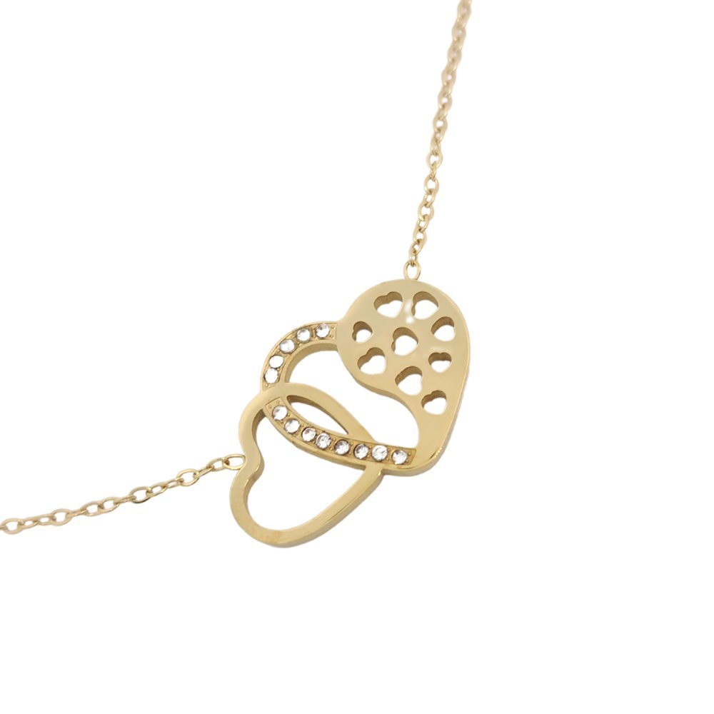 Delikatna celebrytka z serduszkami - Pozłacana stal szlachetna