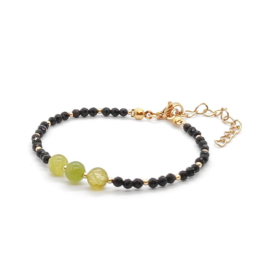 Bransoletka Turmalin, Spinel - kamienie naturalne 17-21cm KAM452 stal chir.