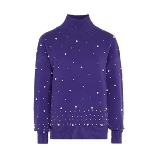 Swetry damskie - faina Damski sweter z cekinami, elegancki sweter akrylowy fioletowy rozmiar XL/XXL, liliowy, XL - grafika 1