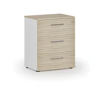 Szafki biurowe - Komoda biurowa do biurka PRIMO WHITE, 740 x 600 x 420 mm, biały/dąb naturalny - miniaturka - grafika 1