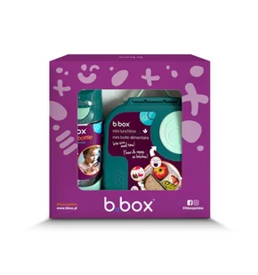 Zestaw Mini Lunchbox + Butelka tritanowa ze słomką 450 ml, Emerald Forest, b.box - Zestawy naczyń dla dzieci - miniaturka - grafika 1