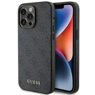 Etui i futerały do telefonów - Etui Guess 4G Metal Gold Logo na iPhone 15 Pro - szare - miniaturka - grafika 1