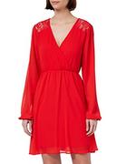 Sukienki - Vila Damska sukienka VIURA L/S LACE Detail Dress/KA, Mars Red, 38, Mars Red, 38 - miniaturka - grafika 1