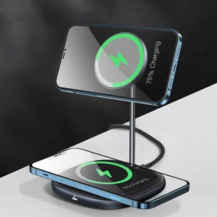 Baseus 2w1 bezprzewodowa ładowarka Qi / uchwyt magnetyczny bezprzewodowa ładowarka Qi do MagSafe 10W czarny (WXSW-C01) - Ładowarki do telefonów - miniaturka - grafika 10