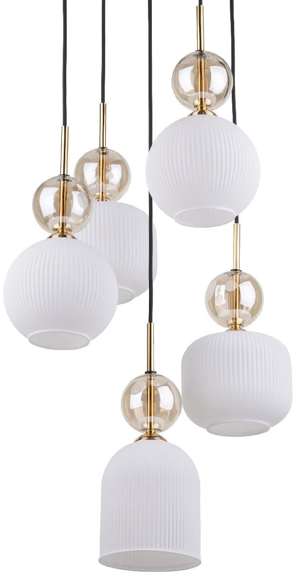 Wisząca lampa do przedpokoju Sophia Cognac 11593 szklana czarny biały