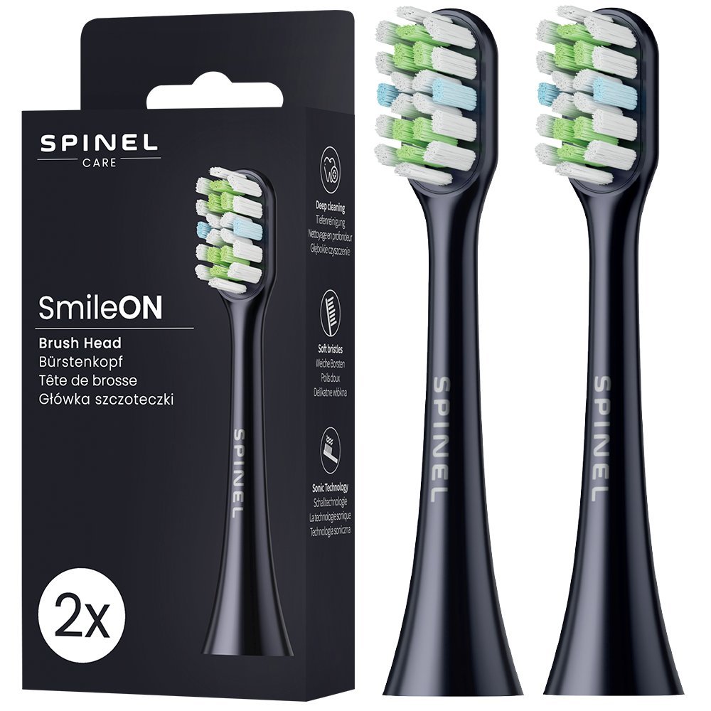 2x ORYGINALNA KOŃCÓWKA SPINEL CARE DO SZCZOTECZKI SONICZNEJ SmileON CZARNA