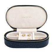 Pudełka i szkatułki - Stackers Pudełko na biżuterię podróżne Travel owalne Croc granatowe 74168 - miniaturka - grafika 1