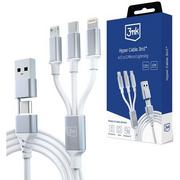 Kable USB - Kabel USB/USB Typ-C - USB Typ-C/Micro USB/Lightning 3MK Hyper Cable 3in1 1.5 m Biały - miniaturka - grafika 1