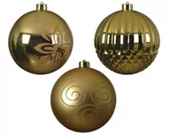Bombki - Duża bombka plastikowa 14cm dekorowana zdobiona na choinkę Złoty - miniaturka - grafika 1