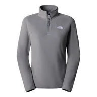 Bluzy sportowe damskie - Bluza The North Face 100 Glacier 1/4 Zip Fleece 0A855M0UZ1 - szara - miniaturka - grafika 1