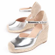 Espadryle damskie - Montevita Wedge Sparto Balenci4 Srebrny - miniaturka - grafika 1