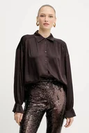 Koszule damskie - Silvian Heach koszula BOTHA damska kolor brązowy relaxed z kołnierzykiem klasycznym GPA25318CA - miniaturka - grafika 1