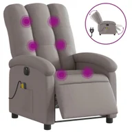 Fotele - Rozkładany fotel masujący, elektryczny, kolor taupe, tkanina - miniaturka - grafika 1
