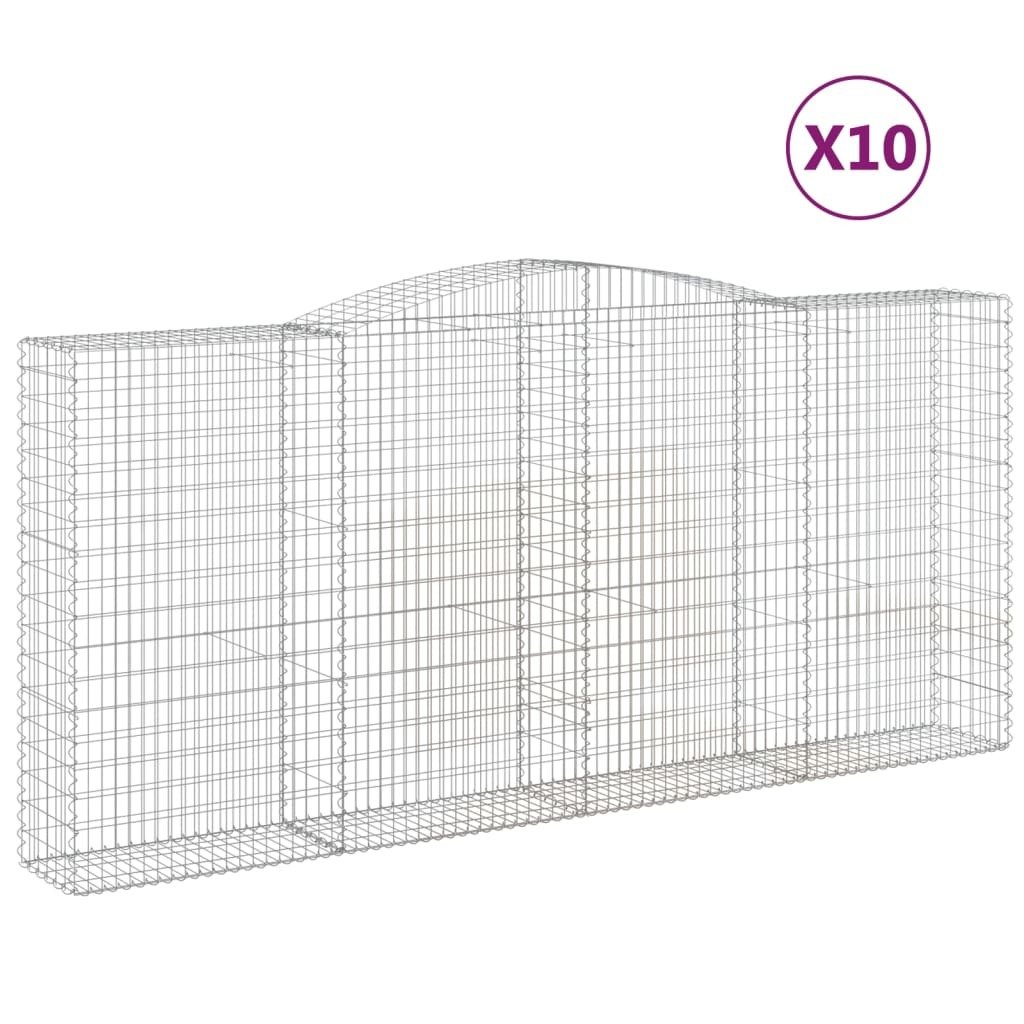 vidaXL Gabiony z wysokim łukiem 10szt. 400x50x180/200cm Ocynkowane żelazo