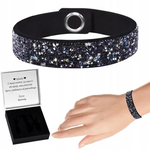 Bransoletka Alcantara Zapinana z Kryształami Prezent na Dzień Mamy - Bransoletki - miniaturka - grafika 1