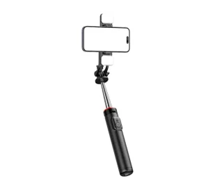 Hurtel WC13YDS 1,3m z podwójną lampą Czarno-srebrny - Selfie stick - miniaturka - grafika 1