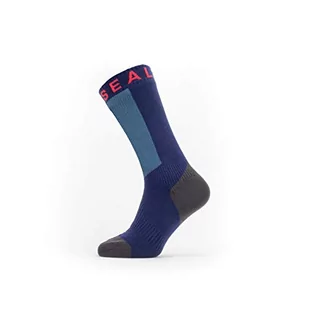 SEALSKINZ Unisex wodoodporna, ciepła pogoda średniej długości skarpety z Hydrostopem - granatowy/szary/czerwony, średni - Skarpetki damskie - miniaturka - grafika 1