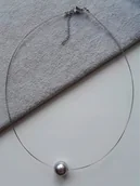 Naszyjniki - Naszyjnik fioletowo szara perła MAJORKA choker - miniaturka - grafika 1