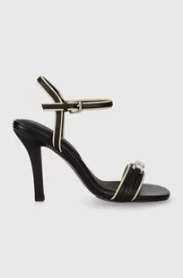Tommy Hilfiger sandały skórzane TH HARDWARE HEELED SANDAL kolor czarny FW0FW07796 - Sandały damskie - miniaturka - grafika 1