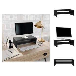 vidaXL Podstawa pod monitor czarna 42x24x13 cm materiał drewnopochodny - meble TV - Akcesoria do monitorów - miniaturka - grafika 1