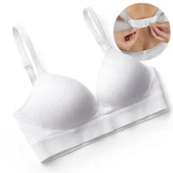 Biustonosze - Biustonosz damski bez fiszbin push up prążkowany bezszwowy biały M/L - miniaturka - grafika 1