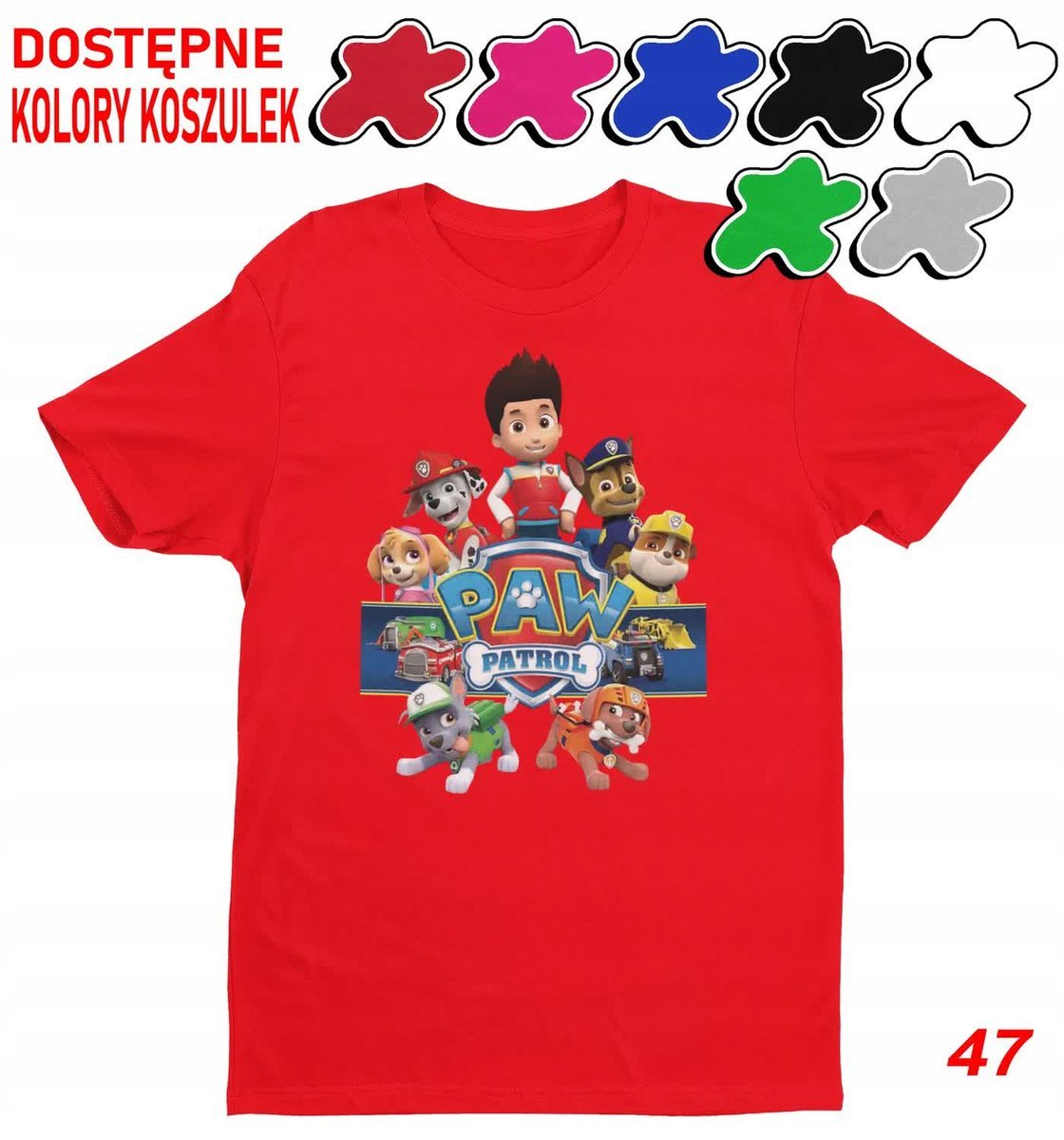 Dziecięca Koszulka Z Nadrukiem Psi Patrol Duży Wybór -M 134-140