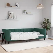 Sofy i kanapy - vidaXL Sofa z funkcją spania, ciemnozielona, 100x200 cm, aksamitna - miniaturka - grafika 1