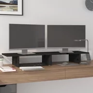Akcesoria do monitorów - vidaXL Podstawka na monitor, czarna, 100x27x15 cm, lite drewno sosnowe - miniaturka - grafika 1