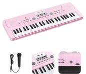 Instrumenty muzyczne dla dzieci - Keyboard dla dziewczynki 49 klawiszy akumulator/ mikrofon KD49P Max różowy one size - miniaturka - grafika 1