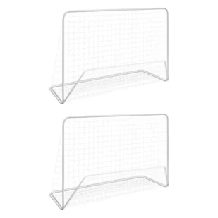 Bramki piłkarskie z siatkami, 2 szt. 182x61x122 cm, stal, białe - Piłka nożna - miniaturka - grafika 1