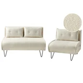 Sofy i kanapy - Komplet wypoczynkowy 3-osobowy boucle jasnobeżowy VESTFOLD - miniaturka - grafika 1