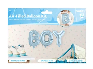 FOL Napis Boy z błękitnych balonów foliowych - 1 kpl. F29282 - Baby shower i roczek - miniaturka - grafika 1