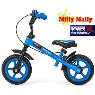 ALUMINIOWY Rowerek biegowy na kołach 10 cali Milly Mally DRAGON WRX BLUE z hamulcem - Rowerki biegowe - miniaturka - grafika 1
