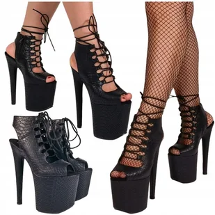 seksowne SANDAŁY DAMSKIE CZARNE szpilki NA PLATFORMIE SexyHeels 20 CM r.43 - Sandały damskie seksowne SANDAŁY DAMSKIE CZARNE szpilki NA PLATFORMIE SexyHeels 20 CM r.43 - Sandały damskie - miniaturka - grafika 1
