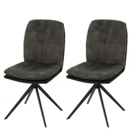 Krzesła - Zestaw 2 krzeseł do jadalni HWC-M68, krzesło kuchenne z oparciem, obrotowe, pozycja automatyczna, metal, tkanina/materiał ~ zielone - miniaturka - grafika 1