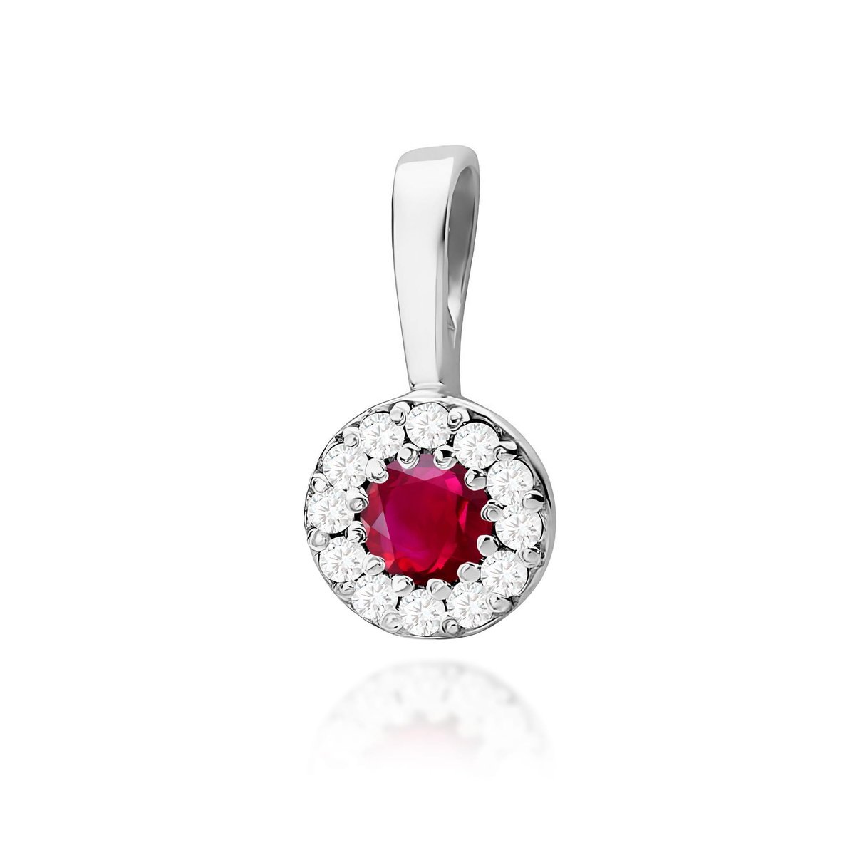 Złota zawieszka / wisiorek Rubin 0,15ct białe złoto pr. 585