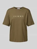 Koszulki i topy damskie - T-shirt o kroju oversized z nadrukiem z logo model ‘VILJA’ - miniaturka - grafika 1