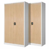 Szafy biurowe - Zestaw SET Szaf Metalowych Eco Design 2 x JAN NOWAK Model JAN H 900x1950x400 Biurowa Szafka Na Akta: Biała/Dąb Sonoma, Duża Szafa Do Biura, Na Dokum.. - miniaturka - grafika 1