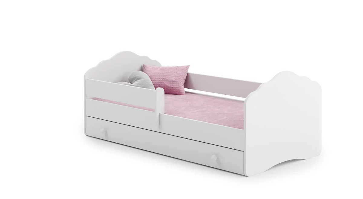 Łóżko dla dziecka, FALA, z barierką, z szufladą, z materacem, 140x70 cm