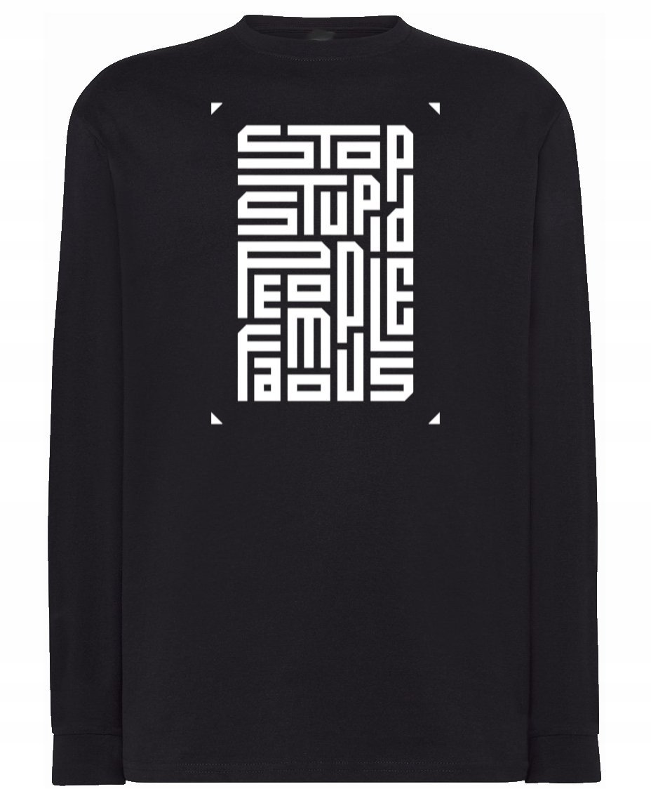 Longsleeve męski nadruk STOP STUPID PEOPLE r.XL
