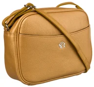 Torebki damskie - Torebka damska crossbody na ramię listonoszka ze skóry naturalnej torebka miejska na suwak Rovicky, złoty - miniaturka - grafika 1