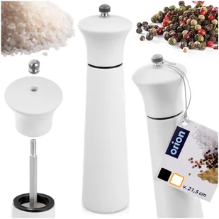 Młynek do pieprzu i soli przypraw ręczny drewniany biały 21.5cm ORION 130235 - Młynki do soli i pieprzu - miniaturka - grafika 1
