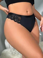Majtki damskie - Koronkowe figi w większych rozmiarach - Czarny - miniaturka - grafika 1