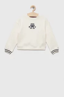 Bluzy dla dziewczynek - Tommy Hilfiger bluza dziecięca kolor biały z aplikacją - grafika 1