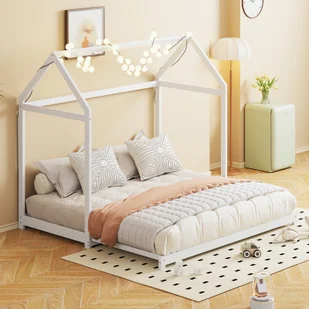 Łóżko dziecięce Fortuna Lai 90/180 x 190 cm, rozkładana sofa, rama łóżka z litego drewna z listwami łóżko pojedyncze łóżko gościnne, białe - Łóżka dla dzieci i młodzieży - miniaturka - grafika 1