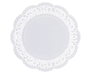 Serwetka dekoracyjna, okrągła, biała, 36 cm, 100 szt SER136-KJ - Dekoracje i nakrycia stołu na imprezę - miniaturka - grafika 1